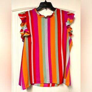 Women’s dress tank with ruffled sleeve cap